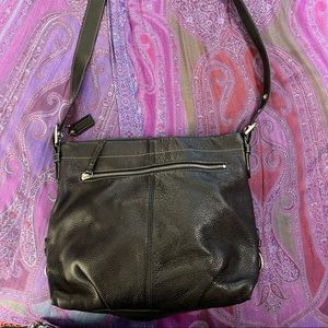 Coach Crossbody Bucket Black Pebbled Leather Purse